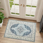 Topllen Entryway Rug - 2'x3' Boho Soft Low Pile Washable Area Rug, Non-Slip Small Rugs Indoor for Front Door Entrance Kitchen Bathroom, Vintage Carpet Stain Resistance (Blue, 2x3ft)
