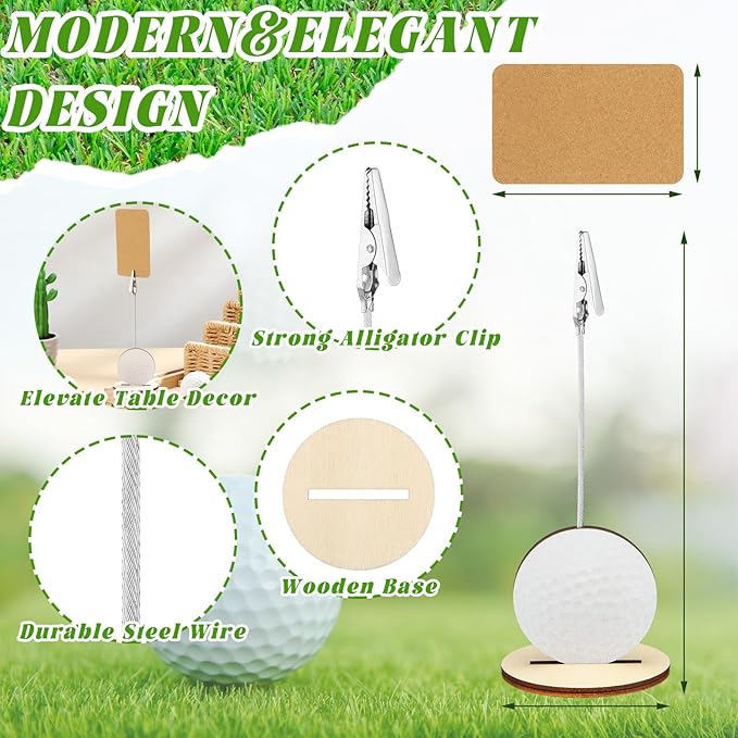 20 Pcs Base Memo Clip Holder Table Number Card Place Holders Stand Note Paper Clip Centerpieces for Table Party Favors Photo Stand Events Decoration(Golf)