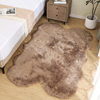 Latepis Beige Washable Rugs 4x6 for Living Room Fluffy Carpet Soft Shaggy Faux Sheepskin Fur Rug for Bedroom Floor Room Rugs Home Decor Sheepskin