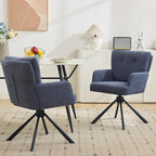Fabric Dining Chair Set of 2 Modern Upholstered Swivel Dining Room Chairs Comfy Accent Armchair with Mid Back, Desk Arm Chair No Wheels for Kitchen/Living Room/Dining Room, Navy
