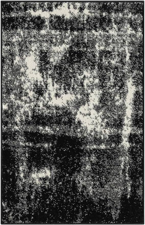 Keen Home Design Area Rugs - 2x3 Non-Shedding, Abstract Rugs for Kitchen, Living Room, Bedroom, Dining Room, Entryway - Size: 2' x 3', Abstract Black