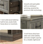 CARPETNAL 20" Farmhouse Nightstand, End Table with Large Drawers & Open Storage, Side Table, Bedside Cabinet for Bedroom, Living Room, Grey