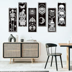 Sintuff 6 Pieces Black Gothic Wall Decor Skull Wall Art Boho Sun Moon Phases Snake Gothic Hanging Wooden Minimalist Skeleton Art Prints Vintage Pediments for Room Living Bedroom Bathroom
