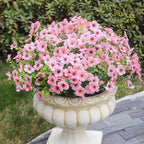 Pink Artificial Outdoor Flowers 12 Bundles Vibrant Wild Flowers Silk Daisy Faux Floral Plants Arrangements for Porch, Yard, or Flower Bed Decor (Pink Daisy)