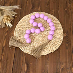 OMISHE Extra Large Wood Bead Garland Purple with 1.6" Diameter Wooden Beads and Tassels, 41" Long Rustic Farmhouse Country Decorative Beads for Home Tiered Tray Decor, Purple