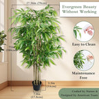Artificial Bamboo Tree, 6 FT Fake Tree, Faux Silk Plant with Pot, Fake Plants for Home Office Indoor Outdoor Decor, 7 Natural Bamboo Trunks