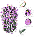 HyeFlora 2PCS Artificial Fall Hanging Flowers for Outdoors, Faux Daisy Muns Plants Fake Silk Orchid Long Stems UV Resistant for Home Garden Wall Party Indoor Outdoor Decor(Light Fuchsia and Fuchsia)