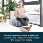 Marrakesh Gallery Genuine Leather Round Pouf Unstuffed - Moroccan Ottoman Footstool, Footrest Cover - Boho Decor - Bohemian Living Room, Bedroom, Kids Room, Gift & Wedding