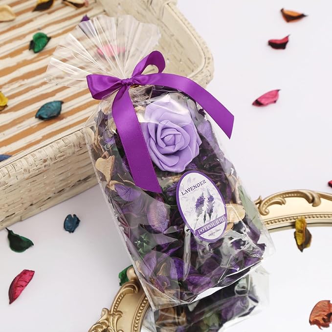 Potpourri Bags,Home Fragrance Sachet Petal,Potpourri Bowl Filler,vase Filler for Families, Weddings, Cars, Coffee Shops, etc Decoration, 2 Bags/10oz (Lavender)