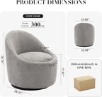 COLAMY Modern Swivel Accent Chair with Hidden Storage, 360° Barrel Swivel Chair, Small Swivel Armchair for Living Room/Bedroom, LightGrey