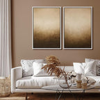 SIGNFORD Framed Canvas Print Wall Art Set Minimalist Gradient Brown Abstract Neutral Illustration Modern Art Decorative Nordic Nature for Living Room, Bedroom, Office - 24"x36"x2 White