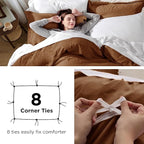 Bedsure Brown Duvet Cover King Size - 3 Pieces Prewashed Cotton-Like Extra Soft Bedding Set, Includes 1 Duvet Cover 104x90 Inches with Zipper Closure & 2 Pillow Shams, Comforter Not Included