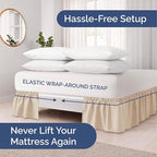 Wrap Around Dust Ruffle Bed Skirt – Cream - Twin/Twin XL Size Beds with 21 in. Drop – Easy Fit Elastic Strap - Pleated Bedskirt with Brushed Fabric - Wrinkle Free, Machine Wash - by CGK Linens