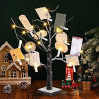 Coume Money Tree Gift Card Holder 1.5 ft Tabletop Display Tree with 72 LED Lights 15 Clear Clips Silver Display Birch Twig for Money Wedding Card Photo Birthday Fall Thanksgiving Halloween Christmas