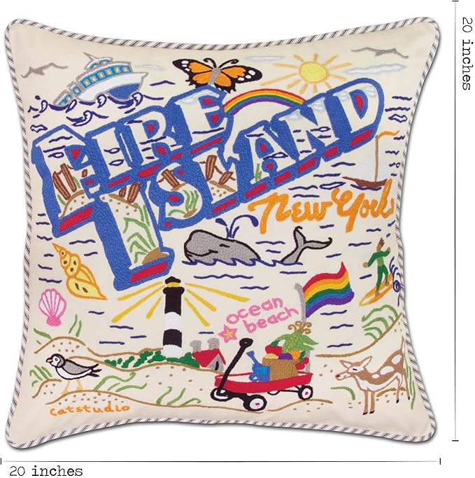 Catstudio Fire Island Embroidered Decorative Throw Pillow