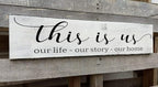 This is Us Sign, Our Life Our Story Our Home Sign, Farmhouse Family Wooden Wall Decor for Living Room Bedroom (This is Us) 6x16 Inch