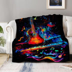 Aimego Guitar Music Gifts Blanket - Rock Musical Throw for Guitar Players Women Men Enthusiast Band Singer Art Theme Birthday Christmas Lightweight Blanket 50"x60"