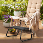 Outdoor Ottomans,Patio Foot Rest Portable Side Table Solid Steel Frame Small Seat All Weather Footrest for Indoor Outdoor Use 2 Pieces Black