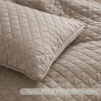 Exclusivo Mezcla Reversible Twin Quilt Bedding Set with Pillow Sham, Lightweight Quilts Twin Size, Soft Bedspreads Bed Coverlets for All Seasons - (Taupe, 68"x88")