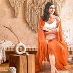 inhand Fall Throw Blanket Burnt Orange for Couch, Soft Living Room Home Decor Knitted Twin Size Blanket, Outdoor Lightweight Breathable Summer Blanket, Farmhouse Warm Woven Decorative, 60"x80"