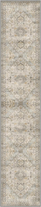 GENIMO Runner Rug 2x10 Machine Washable Non Slip Vintage Hallway Runner Rug, Low Pile Lightweight Rugs for Indoor Entryway, Hallway, Kitchen and Corridor, Antique Taupe