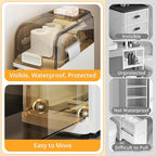 VECELO 5-Tier Narrow Beside Toilet Storage Cabinet, Plastic Bathroom Organizers and Storage with Drawers & Wheels, Space-Saving, Slim Toilet Paper Storage for Bathroom, Laundry Room, Small Space