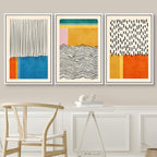 SIGNWIN Framed Canvas Print Wall Art Set Mid-Century Vibrant Color Block Collage Abstract Geometric Illustrations Graffiti & Street Art Modern Art for Living Room, Bedroom, Office - 24"x36"x3 White
