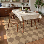 Lahome Checkered Easy Jute Rug 8x10, Washable Rugs for Living Room Dining Room Farmhouse Indoor Outdoor Mat, Neutral Checkerboard Non Slip Black Carpet for Office Backyard Patio