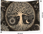 FORATER Tree of Life Tapestry Wall Hanging Sun Moon Stars Tapestries Aesthetic Galaxy Wall Tapestry Nature Home Decoration for Living Room Bedroom(61 x 82 Inch, Black and Gold)