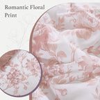 Queen Comforter Set -7 Pieces Pink Floral Comforter Set for All Seasons, Bed in a Bag Queen with Botanical Flowers Comforter, Sheets, Pillowcases & Shams