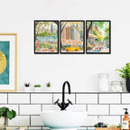 MUWAK Framed New York City Canvas Wall Art Set of 3 – Colorful NYC Skyline Central Park Yellow Taxi Posters, Modern Urban Landscape Wall Decor for Living Room Bedroom Office – 16x24in
