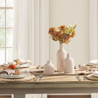 Ceramic Vase Home Table Decor - White Flower Vase Set of 3 Living Room Kitchen Decorations Farmhouse Modern Rustic Vases Decorative Centerpiece for Shelf Bedroom Office Bathroom Dining Coffee Desk