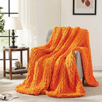 L'AGRATY Chunky Knit Blanket Throw - Soft Chenille Yarn Throw Blanket 40x50： Handmade Thick Cable Knit Crochet Blanke - Large Knit Blanket Chunky Rope Knot Throw Blanket for Couch Sofa Bed Home Decor