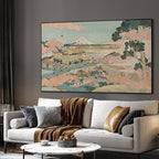 SIGNWIN 46"x72" Extra Large Framed Wall Art Japanese Ukiyo-e Landscape, Timeless Mt. Fuji Scene for Zen-Inspired or Asian-Style Interiors for Home Living Room Bedroom Decor (Frame Assembly Required)