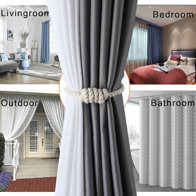 Fenghuangwu 2Pack Magnetic Curtain Tiebacks – Bohemian Style Handmade Woven Tie-Backs for Drapes,Elegant Exquisite Knot Holdbacks,Outdoor Boho & Modern Home Decor-Cotton