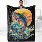 Aimego Fishing Blanket Gifts for Fisherman - Fish Lovers Throw for Dad Men Boys Teens Women Adults Travel Camping Soft Fleece Cozy Bed Couch Decor Birthday Christmas Lightweight Blanket 50"x60"