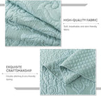 Travan 3-Piece King Quilt Set Quilted Bedspread Oversized Microfiber Lightweight Bedspread Coverlet Set with Shams Bedding Set for All Season, Blue, King