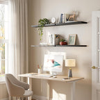 23’’Black Floating Shelves for Wall,Rustic Wood Shelf for Room Decor/Storage/Display,Small Bookshelf,Wall Mounted Hanging Shelves for Bedroom, Bathroom, Living Room, Kitchen,Set of 4