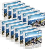 12 Pack Mini Acrylic Picture Frames 2.5 x 3.5 Inch Clear Acrylic Business Card Frame Double Sided Magnetic Photo Block Frames Wallet Size Desktop Display Stand for Office Home