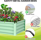 Galvanized Raised Garden Bed Outdoor, 2 Pcs 6x3x1FT Outdoor Large Planter Raised Beds Open Base with Safety Edge and Glove for Vegetables Flowers Ground Planter, Green