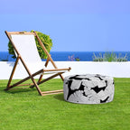 LVTXIII Inflatable Stool Ottoman Footrest with Handle, Indoor or Outdoor Foot Rest for Home Patio Garden and Camping, D21 x H9, Black Lush Leaf Jungle