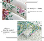 Travan 3-Piece Quilt Set Quilted Bedspread Lightweight Coverlet Set Garden Style Floral Printed Oversized Quilted Bedding Set with Shams for All Season, Exquisite, King Size