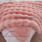 BENVWE Faux Fur Throw Blanket for Couch Bed - Fluffy Soft Thick Bubble Blanket for Living Room Home Decor - Mothers Day Birthday Gifts for Women, Dusty Pink, 63" x 80"