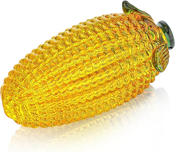 Glass Corn Figurine Decor for Tabletop Centerpiece Art Glass Corn Paperweight Decorations for Home Kitchen Office Desk