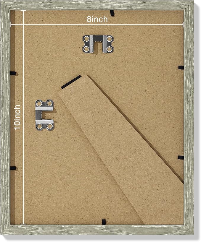 Vittanly 8x10 Picture Frames Set of 9, Shatter Resistant Plexiglass, Display 5x7 Pictures with Mat or 8x10 without Mat, Photo Frames for Wall or Tabletop, Engineered Wood, Driftwood