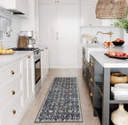 Lahome Moroccan Trellis Kitchen Runner, 2x5 Rug Runners for Hallways Non Slip Laundry Room Rug, Ultra-Thin Washable Vintage Carpet for Bedroom Bathroom, Black/Multi