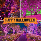 300LIGHTS(2*150L) PURPLE Extra-Bright With End Connectors Halloween Decorative Lights 19.44m UL Certified Mini String Light Set Waterproof for Halloween Home Garden Christmas Tree Party Patio
