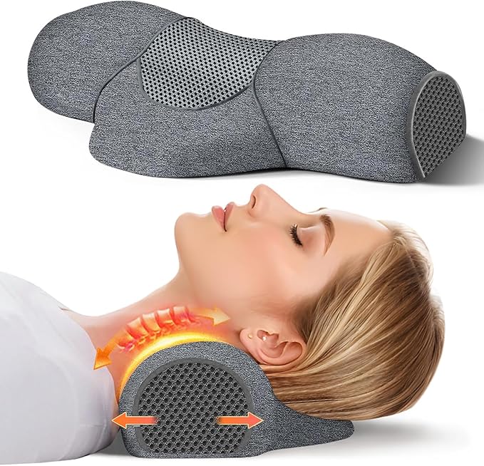 Cervical Neck Pillow: Designed to Help Alleviate Neck discomfort. This Neck Pillow for Sleeping can be Used as a Cervical Traction Device, for Neck Support and Shoulder Relaxation. (Grey)