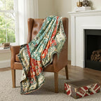 Lahome Boho Red Fluffy Bed Blanket, Reversible Soft Small Blankets for Couch, Decorative Fleece Throw Blankets for Women Home Retro Decor, Red 50''x60''