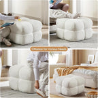 ONEVOG 21" Cream White Modern Ottoman, Square Fuzzy Couch Sherpa Pouf Ottoman, Tufted Fluffy Boucle Fabric Foot Stools, Upholsered Footrest & Coffee Table for Living Room Bedroom, Cute Pouf Home Decor